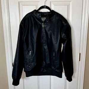 American Breed Black Faux Leather Bomber/Moto Jacket